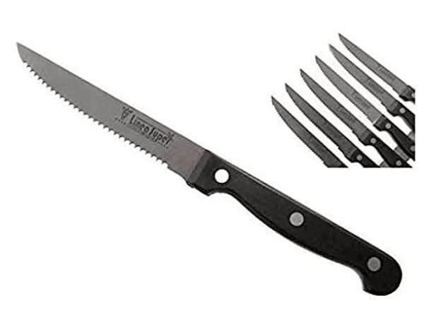 6x Coltelli da bistecca con lama in acciaio inox e manico in bachelite Cucina