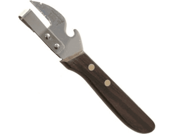 Apriscatole a leva e stappa bottiglie in legno e acciaio inox 165mm cucina