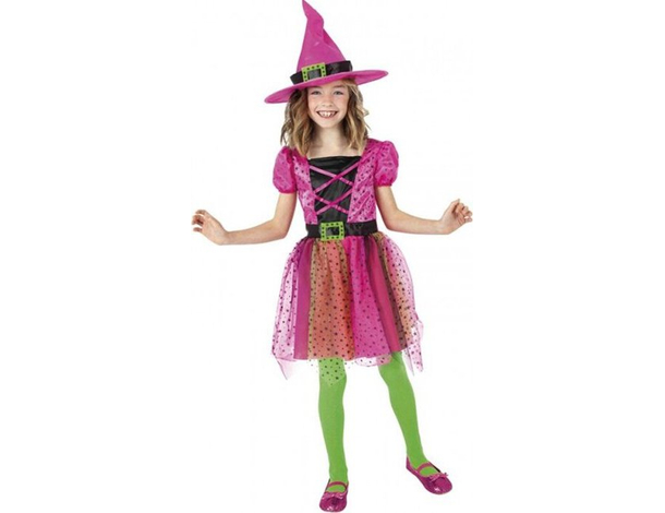 Costume Carnevale strega Superstar travestimento bambina 3-9 anni halloween...