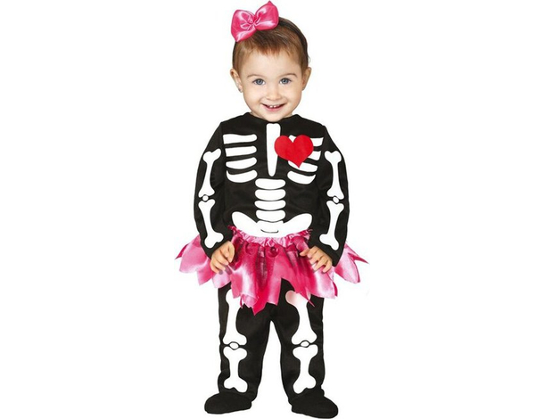 Costume Carnevale scheletro travestimento neonata 6-12 mesi halloween festa