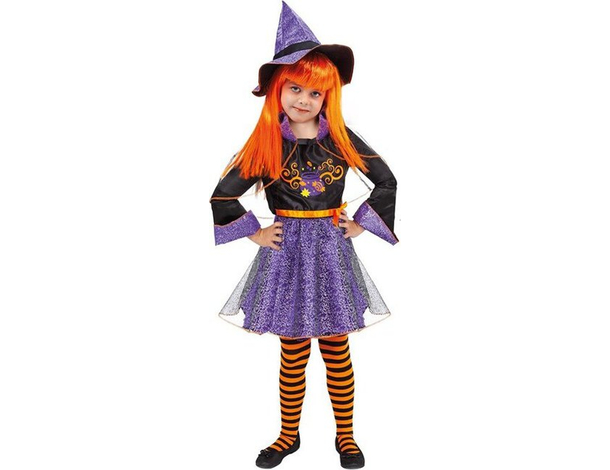 Costume Carnevale strega Abracadabra travestimento bambina 3-9 anni halloween...