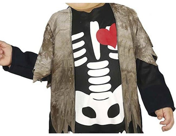 Costume Carnevale scheletro travestimento bambino 12-24 mesi halloween festa...