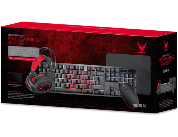 Tastiera cavo usb mouse mousepad cuffie gaming set computer per gioco 4 in 1...