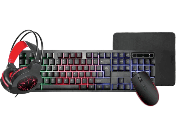 Tastiera cavo usb mouse mousepad cuffie gaming set computer per gioco 4 in 1...