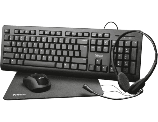 Set Home Office con tastiera confortevole mouse wireless cuffie leggere tappeto