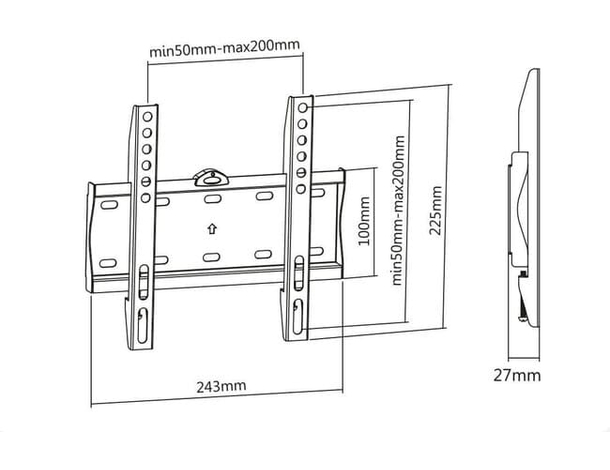 Supporto TV Superior staffa a muro extra slim LCD LED PLASMA 23"- 42" 3