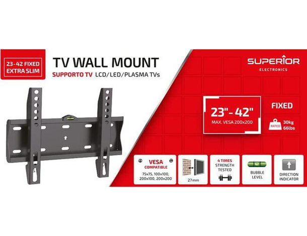Supporto TV Superior staffa a muro extra slim LCD LED PLASMA 23"- 42" 4