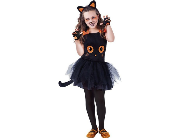 Costume Carnevale gatta nera travestimento gattina bambina 3-8 anni halloween...