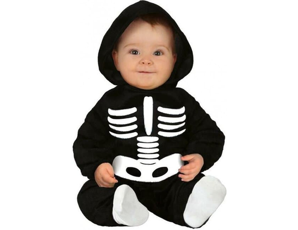 Costume Carnevale scheletro travestimento neonato 12-24 mesi halloween festa...