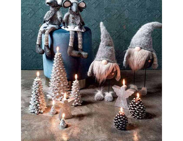 6x Candeline Natalizie Pigna Innevata Decorative Casa con Neve Feste Natale...