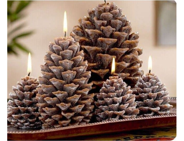 6x Candeline Natalizie Pigna Innevata Decorative Casa con Neve Feste Natale...