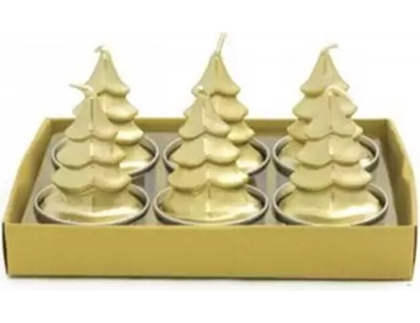 6x Candele Natalizie Albero di Natale Decorative Casa Feste Vari Colori (Oro)