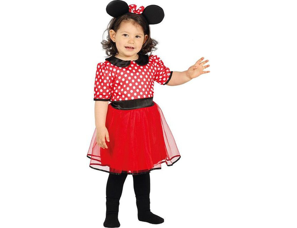Costume Carnevale Topolina Minnie Mouse bambina 12-24 mesi halloween festa...
