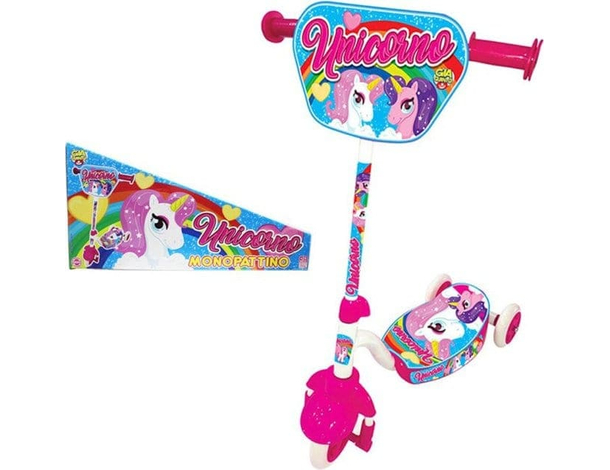 Monopattino Unicorno in Metallo per Bambina Street Scooter a 3 Ruote +2 Anni