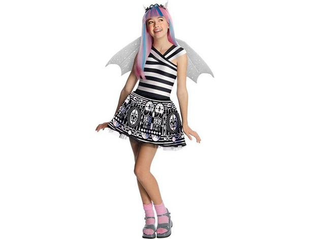 Costume Carnevale Monster High Rochelle Goyle travestimento bambina S-M festa...