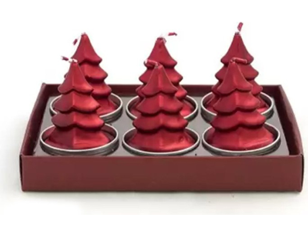 6x Candele Natalizie Albero di Natale Decorative Casa Feste Vari Colori (Rosso)