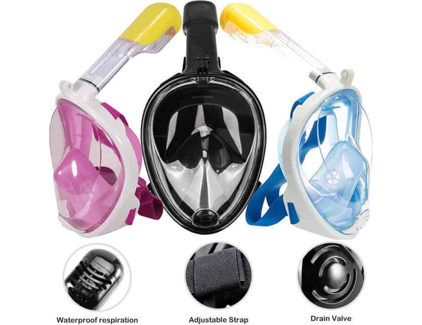 Maschera Snorkeling Panoramica Integrale SUB Immersione Boccaglio Vari Colori...