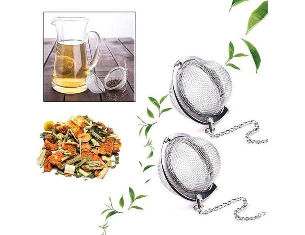 Set 2 pezzi filtro infusore in acciaio 4 cm per tisane the aromi con catenella