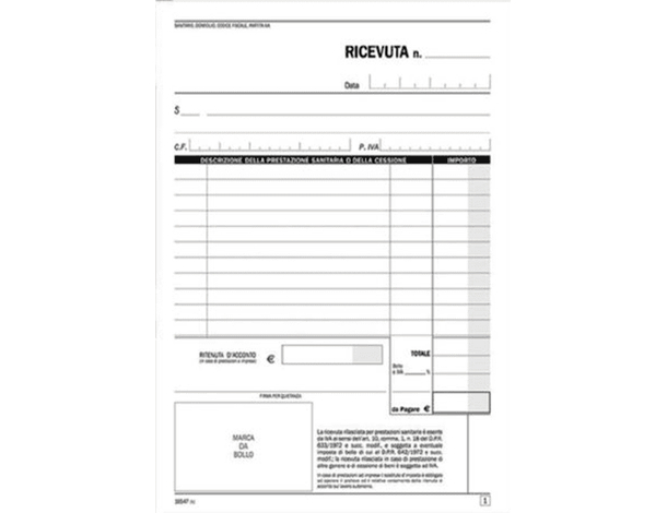 10x Blocchi Ricevute Sanitarie 50x2 Fogli Autoricalcanti Moduli Copie...