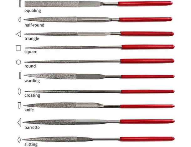 Set 10 Lime ad Ago di Precisione Diamantate 3x140mm Raspe per Metallo Legno...