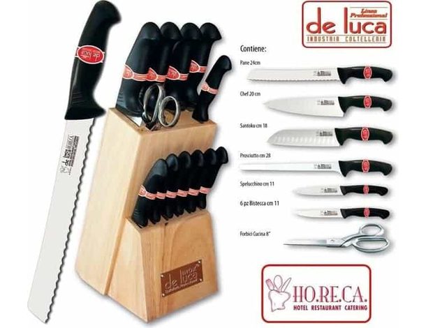 Ceppo in legno massello porta coltelli e forbice 12 pezzi 'Linea Ho.Re.Ca' 5