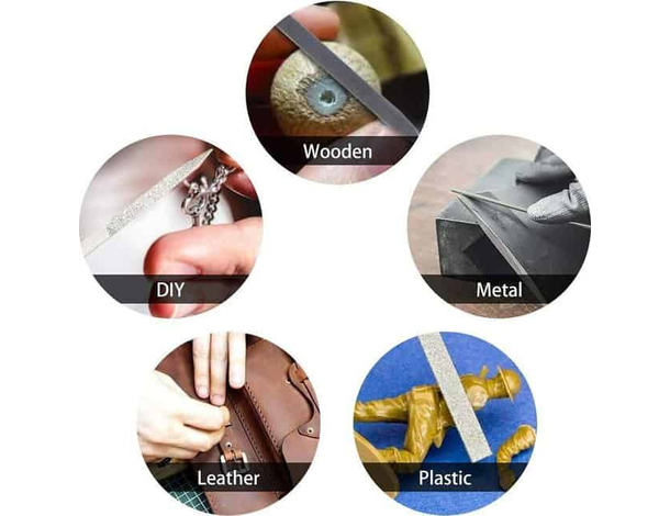 Set 10 Lime ad Ago di Precisione Diamantate 3x140mm Raspe per Metallo Legno...