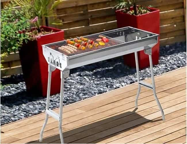 Set di 8 spiedini in acciaio con manico in legno atermico lunghezza 480 mm 2