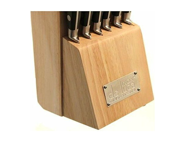 Ceppo in legno porta coltelli e forbice 12 pezzi in acciaio 'Linea Forgiato'...