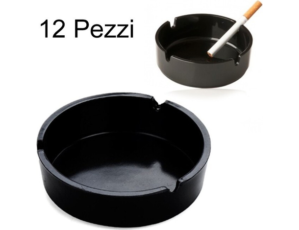 12x Posacenere Rotondo Nero Portacenere in Plastica Bar Pub Ristorante 2