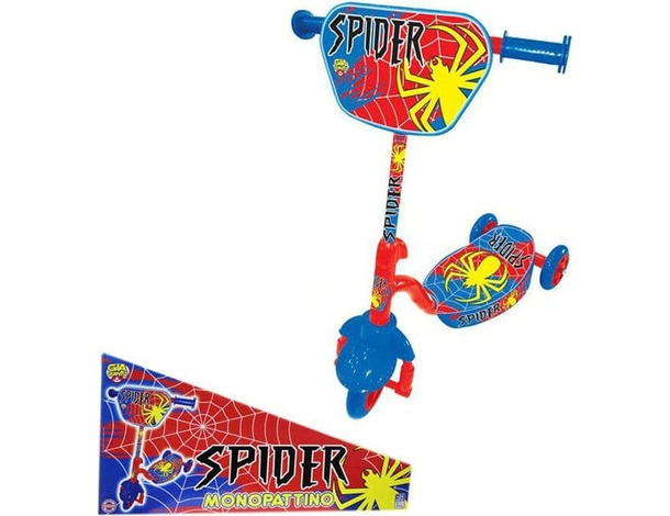Monopattino Spider Giocattolo Per Bambino +2 Anni 3 Ruote 60cm Blu Rosso