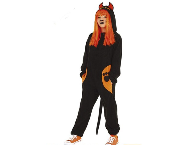 Costume gatta nera Kigurumi travestimento bambina 3-8 anni carnevale cosplay...