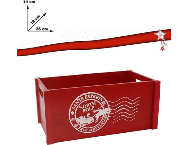 Cassetta Cassettina Porta Oggetti in Legno Natalizia Rossa 14x28x18 cm Natale...