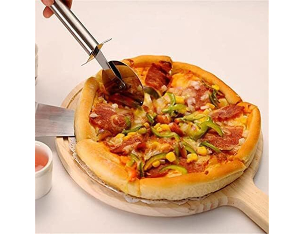 Tagliere Piatto Tondo in Legno con Manico per Cucinare Salumi Formaggio Pane...