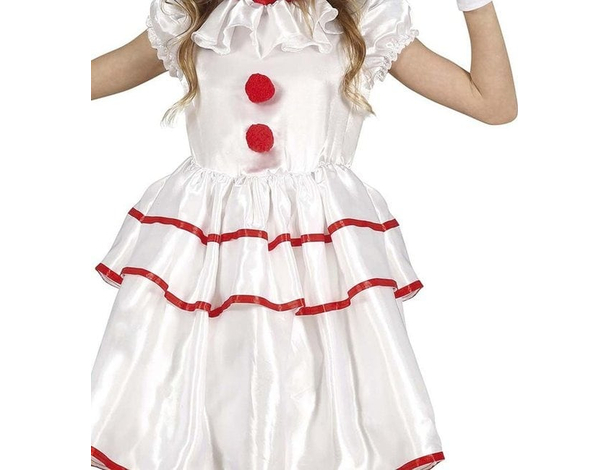 Costume Carnevale pagliaccia assassina vestito clown bambina 5-12 anni festa...
