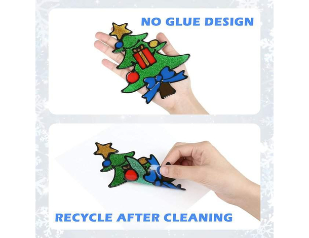 3x Vetrofanie Adesivi Decorativi Natalizie Per Finestre in Gel Stickers...