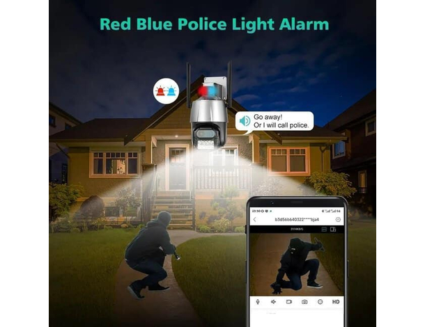 Telecamera 4MP 4K Esterno Wi-Fi PTZ 2 Obiettivo 8x Zoom Videosorveglianza...