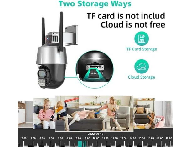 Telecamera 4MP 4K Esterno Wi-Fi PTZ 2 Obiettivo 8x Zoom Videosorveglianza...