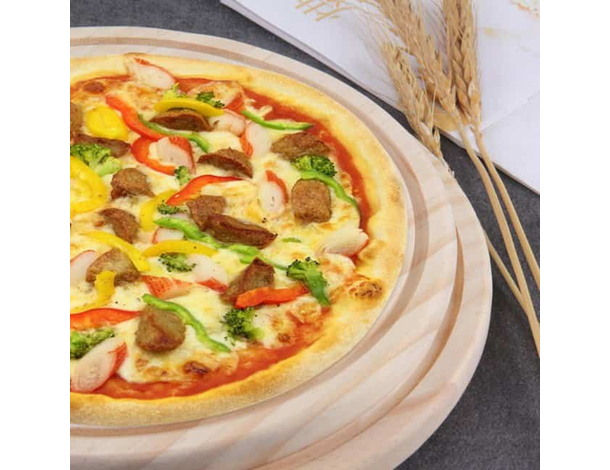 Tagliere Piatto Tondo in Legno con Manico per Cucinare Salumi Formaggio Pane...