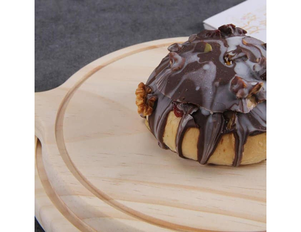 Tagliere Piatto Tondo in Legno con Manico per Cucinare Salumi Formaggio Pane...