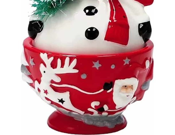 Decorazione Natalizia Scatola Renna in Ceramica Contenitore Caramelle 14x25...