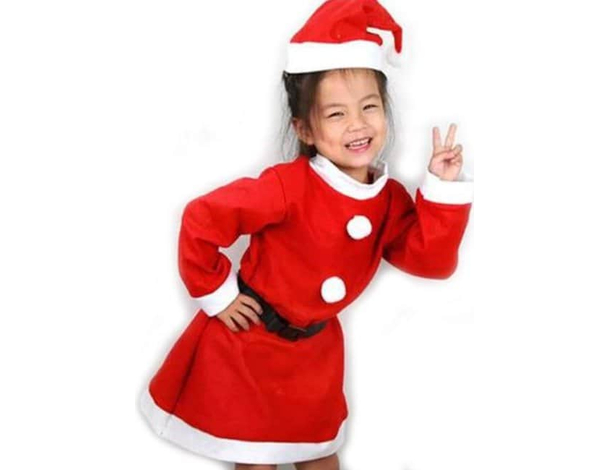 Costume Babbo Natale con Cappello Bambina Vestito Varie Taglie  1-15 anni...
