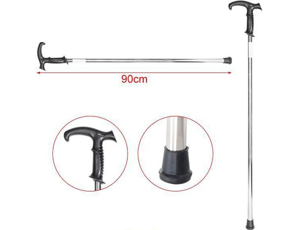 Bastone Da Passeggio Per Anziani Disabili Lunghezza 90cm Nero e Argento (Nero...