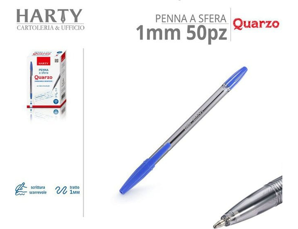 Confezione 50 Penne a Sfera Trasparenti Nero Blu Rosso Scuola Ufficio Punta...