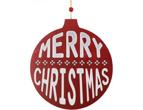 Cartello di Benvenuto Natale Porta d'Ingresso Legno Rosso Decorativo Appendere