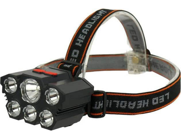 Torcia da Testa Lampada Frontale Ricaricabile 6 Led Potente USB Pesca Caccia