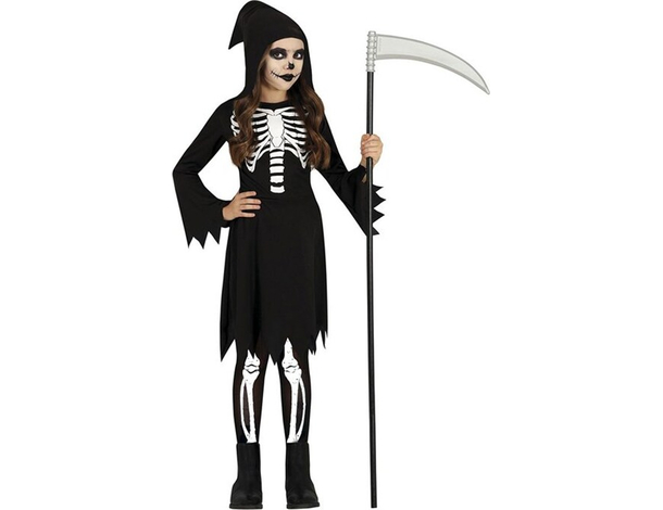 Costume Carnevale tristo mietitore nero vestito morte bambina 3-12 anni festa...