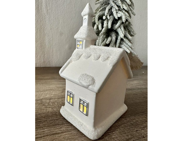 Lampada Natalizia Casetta Scenario Ceramica Luci LED Decorazioni Natale...