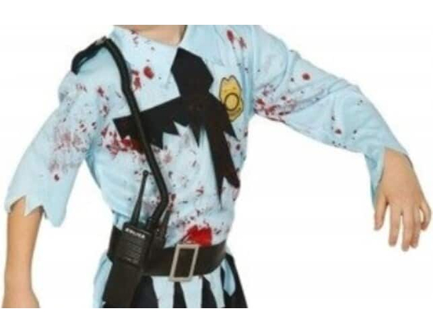 Costume Carnevale poliziotto zombie travestimento horror per ragazzi 7-12...