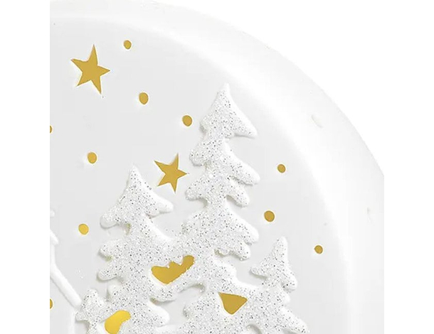 Decorazione Natalizia Paesaggio in Ceramica Bianca a Luce LED Addobbo...