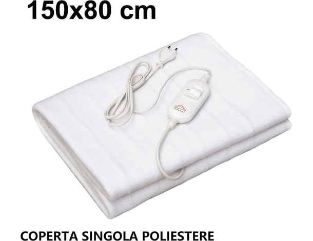 Termocoperta Elettrica Scaldaletto Scaldasonno Letto singolo 150x80cm 60 Watt...